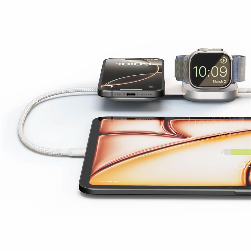ZENS Pro 3 USB C - C cable 1,5 m 240W Qi2 charger+ Watch White *Rozbalený* 