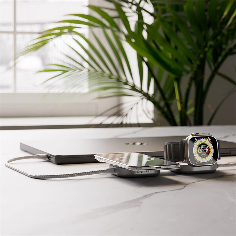 ZENS Pro 3 USB C - C cable 1,5 m 240W Qi2 charger+ Watch White *Rozbalený* 