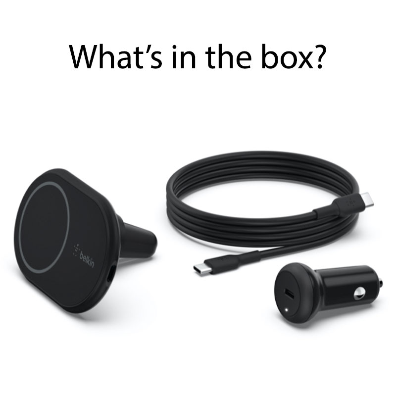 Belkin Boost Charge Magnetic Wireless Car Charger 10W + 20W PD Charger - Black *Rozbalený* 