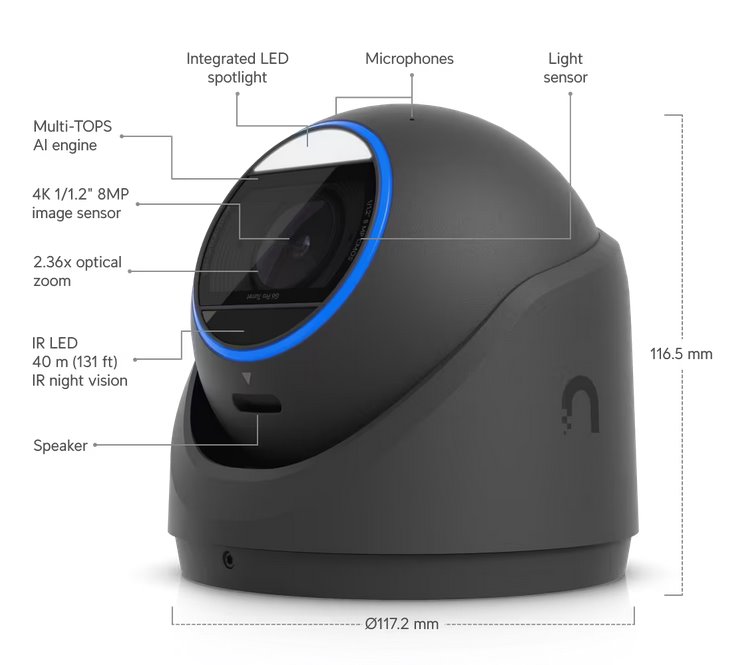 Ubiquiti UniFi Video Camera G6 Pro Turret (8MP, 3864*2160/30sn; 2.6x opt. zoom)  čierna 