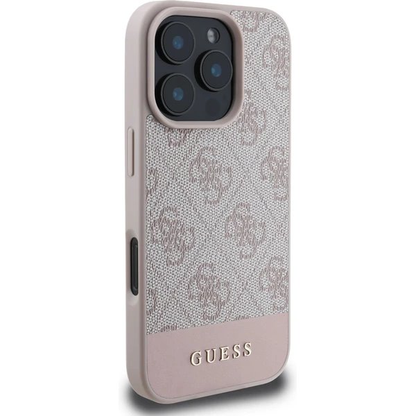 Guess PU 4G Stripe kryt iPhone 16 Pro Max ružový 