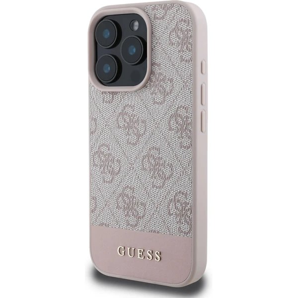 Guess PU 4G Stripe kryt iPhone 16 Pro Max ružový 