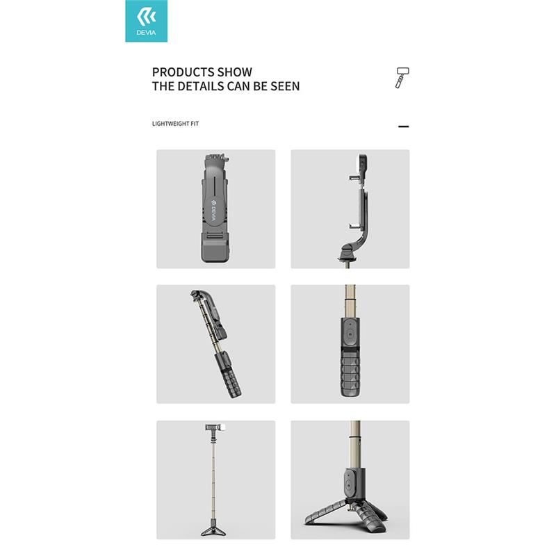 Devia Tripod Stand Multi-function Selfie Bar With Fill-In Light - Black *Rozbalený* 