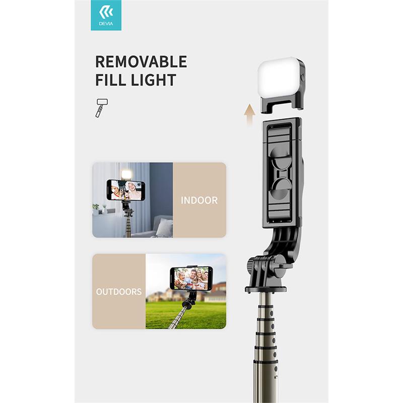 Devia Tripod Stand Multi-function Selfie Bar With Fill-In Light - Black *Rozbalený* 