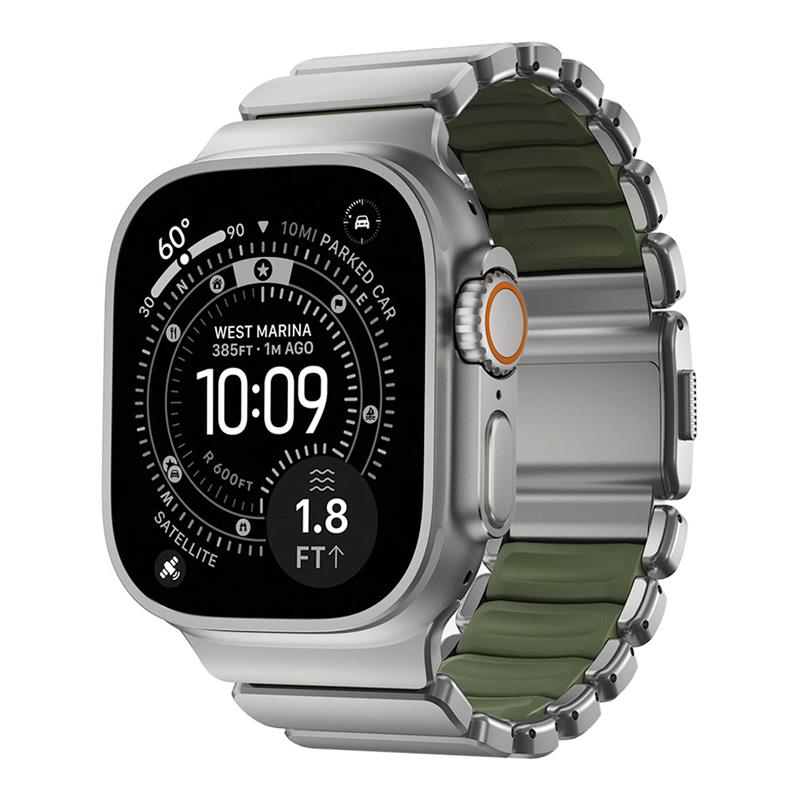 Nomad remienok Stratos pre Apple Watch 44-49mm - Forest Green/Natural Hardware 