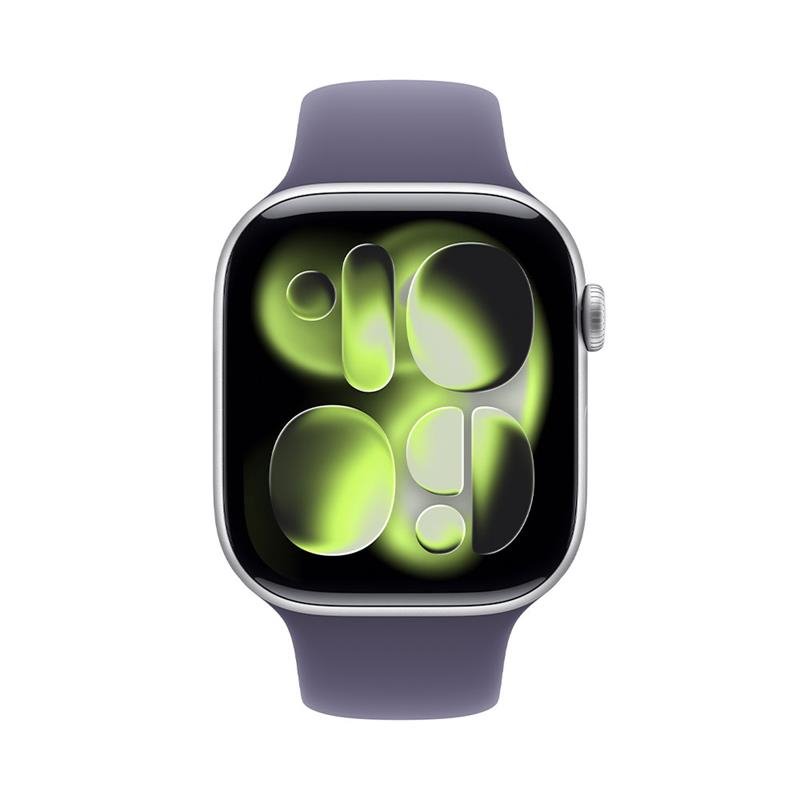 Apple Watch Series 11 GPS + Cellular 42mm Silver Aluminium Case with Purple Fog Sport Band - M/L 