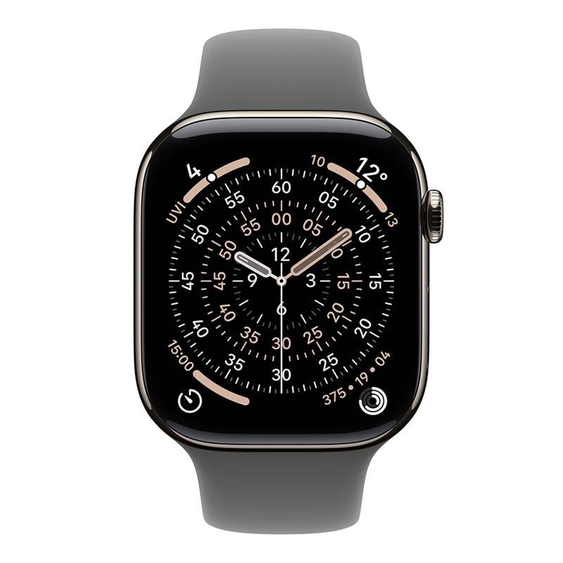 Apple Watch Series 11 GPS + Cellular 46mm Natural Titanium Case with Stone Grey Sport Band - S/M 