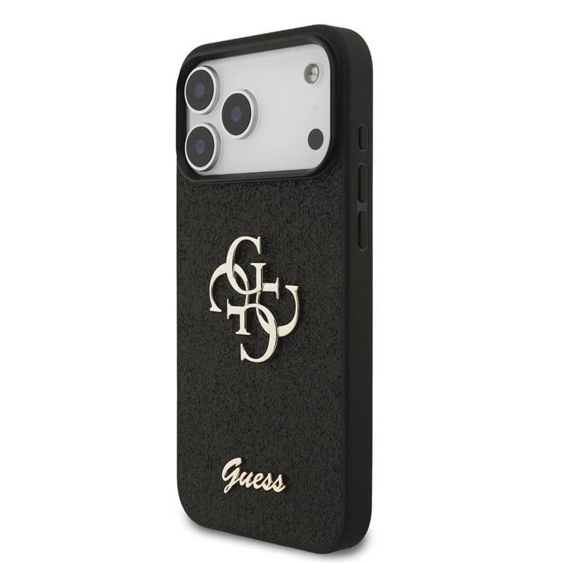 Guess PU Fixed Glitter 4G Metal Logo kryt iPhone 18 Pro čierny 