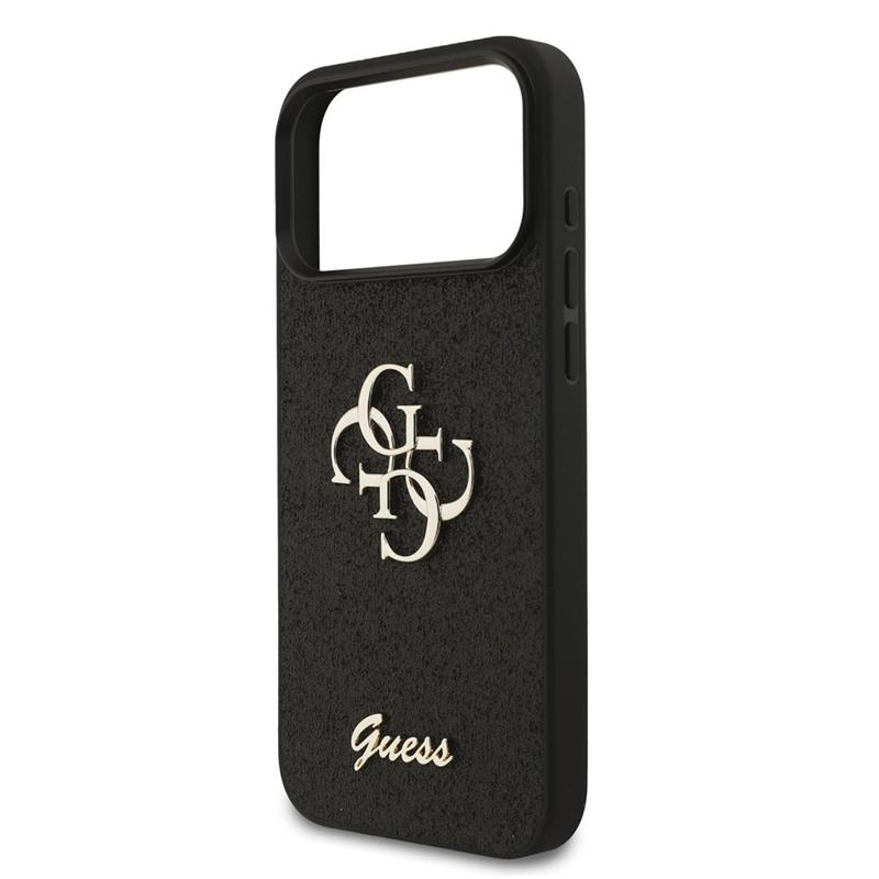 Guess PU Fixed Glitter 4G Metal Logo kryt iPhone 18 Pro čierny 
