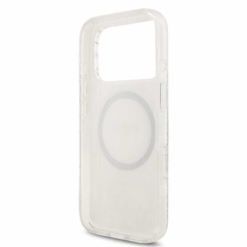 Guess IML Flowers Allover Strap MagSafe kryt iPhone 18 Pro biely 
