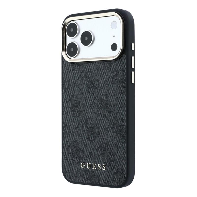 Guess PU Leather 4G Gold Frame MagSafe kryt iPhone 18 Pro čierny 