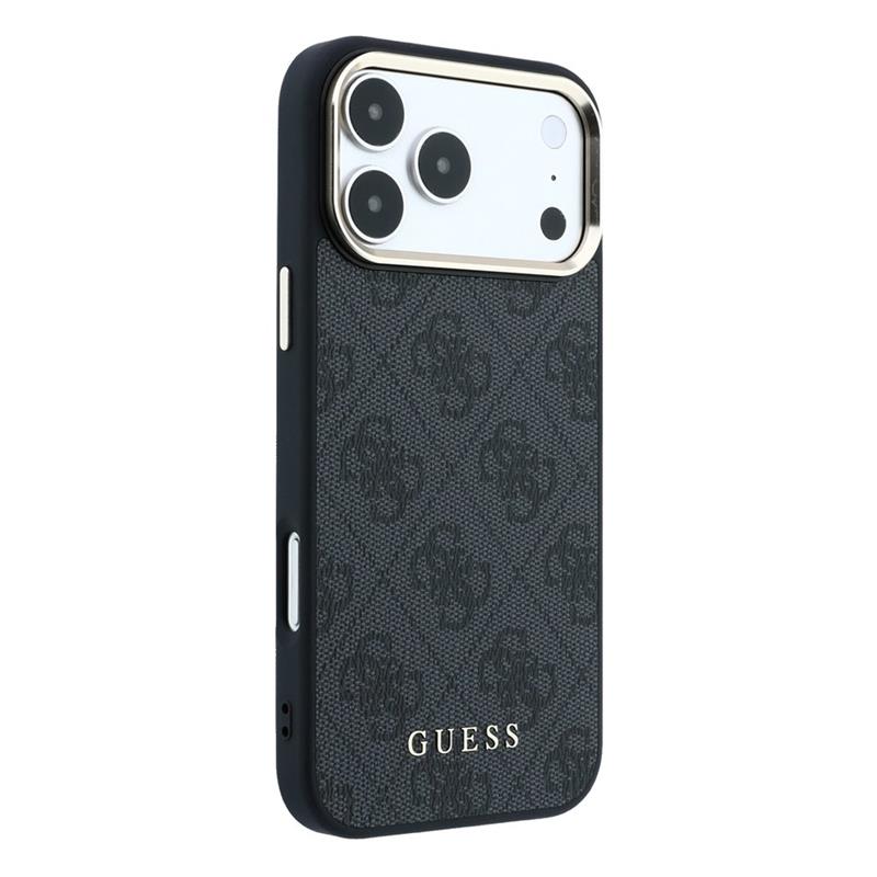 Guess PU Leather 4G Gold Frame MagSafe kryt iPhone 18 Pro čierny 