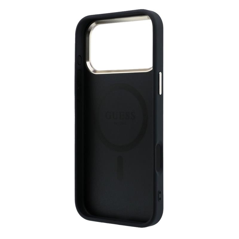 Guess PU Leather 4G Gold Frame MagSafe kryt iPhone 18 Pro čierny 
