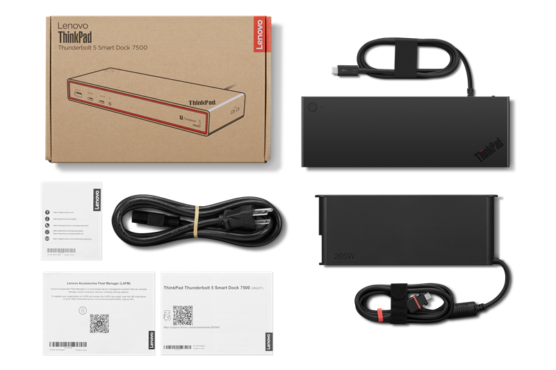 ´ThinkPad Thunderbolt 5 Smart Dock 7500 - PA265W (2x DP, 1x HDMI, 1x RJ45, 4x USB-C/TB,3x USB)  