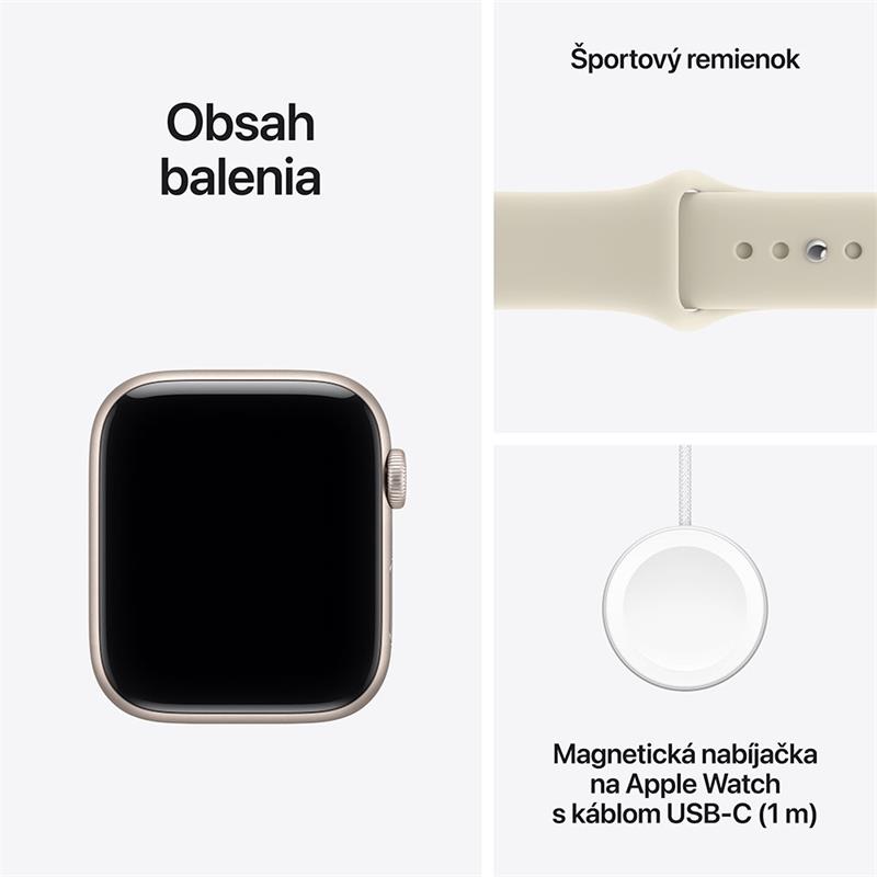 Apple Watch SE 3 GPS 44mm Starlight Aluminium Case with Sand Sport Band - S/M 