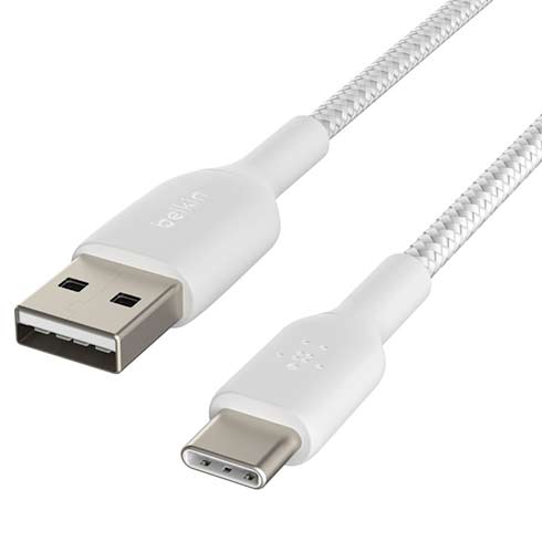 Belkin kábel Boost Charge Braided USB-A to USB-C 2m - White 