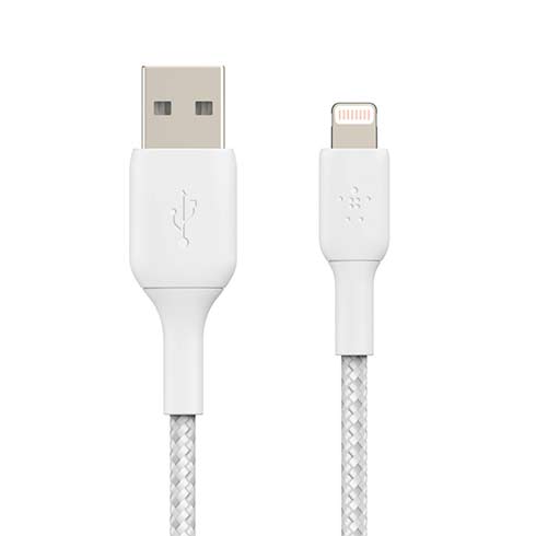 Belkin kábel Boost Charge Braided USB-A to Lightning 15cm - White 
