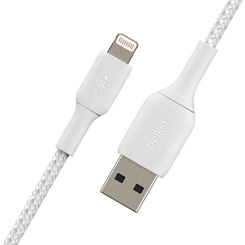 Belkin kábel Boost Charge Braided USB-A to Lightning 15cm - White 