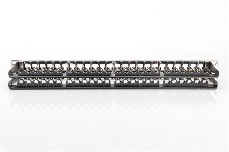 DIGITUS 19" modulárny patch panel 48port 1U vhodný pre UTP i STP keystony, čierny RAL9005 