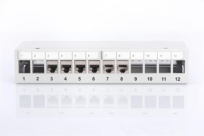 DIGITUS Desktop modulárny patch panel 12port vhodný pre UTP i STP keystony, sivý 
