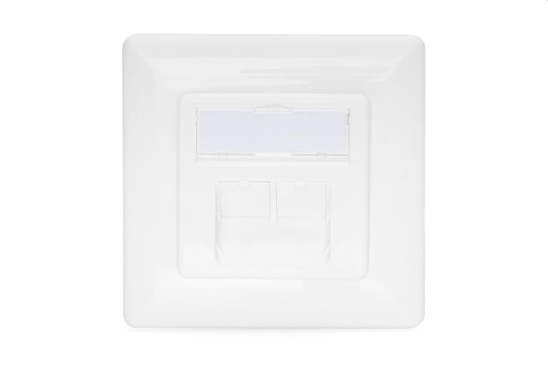 DIGITUS Zásuvka Profi STP 2 port, Cat6A pod omietku, LSA, biela, vertikal.kabel.instalace 