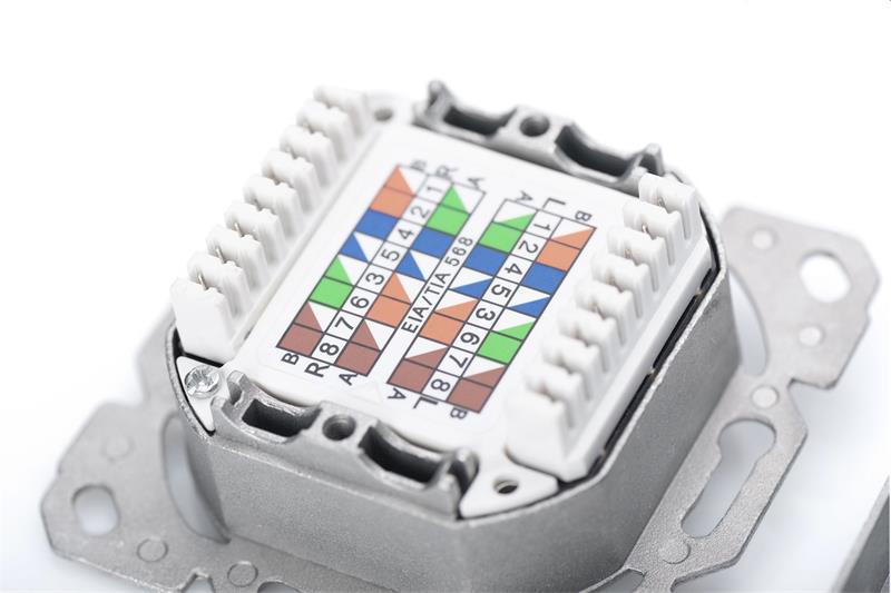 DIGITUS Zásuvka Profi STP 2 port, Cat6A pod omietku, LSA, biela, vertikal.kabel.instalace 