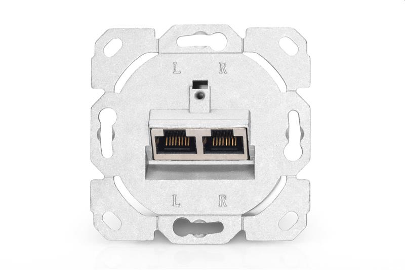 DIGITUS Zásuvka Profi STP 2 port, Cat6A pod omietku, LSA, biela, vertikal.kabel.instalace 