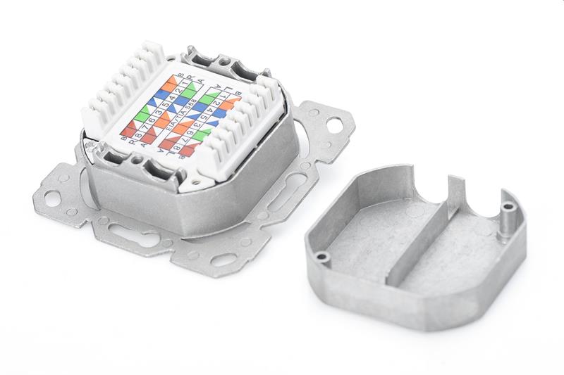 DIGITUS Zásuvka Profi STP 2 port, Cat6A pod omietku, LSA, biela, vertikal.kabel.instalace 