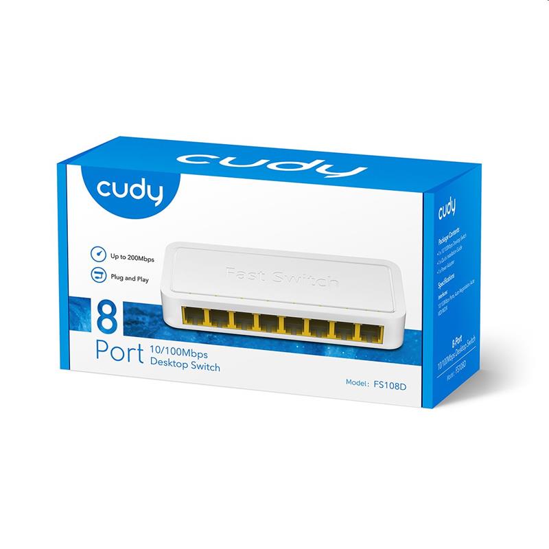 Cudy FS108D - 8-Port Switch, 8 10/100M RJ45 Ports, Desktop, Power Saving, Plug & Play 