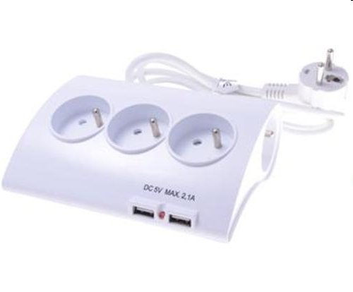 OEM Predlžovací kábel DOCKING STATION 230V 1,5m (5zás. + 2xUSB 2A)  