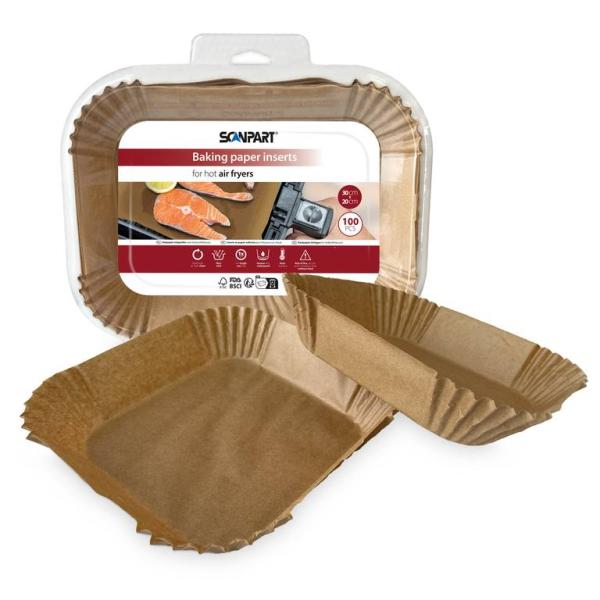 ScanPart Obdĺžniková papierová forma do teplovzdušnej fritézy 30 × 20 cm, 100 ks